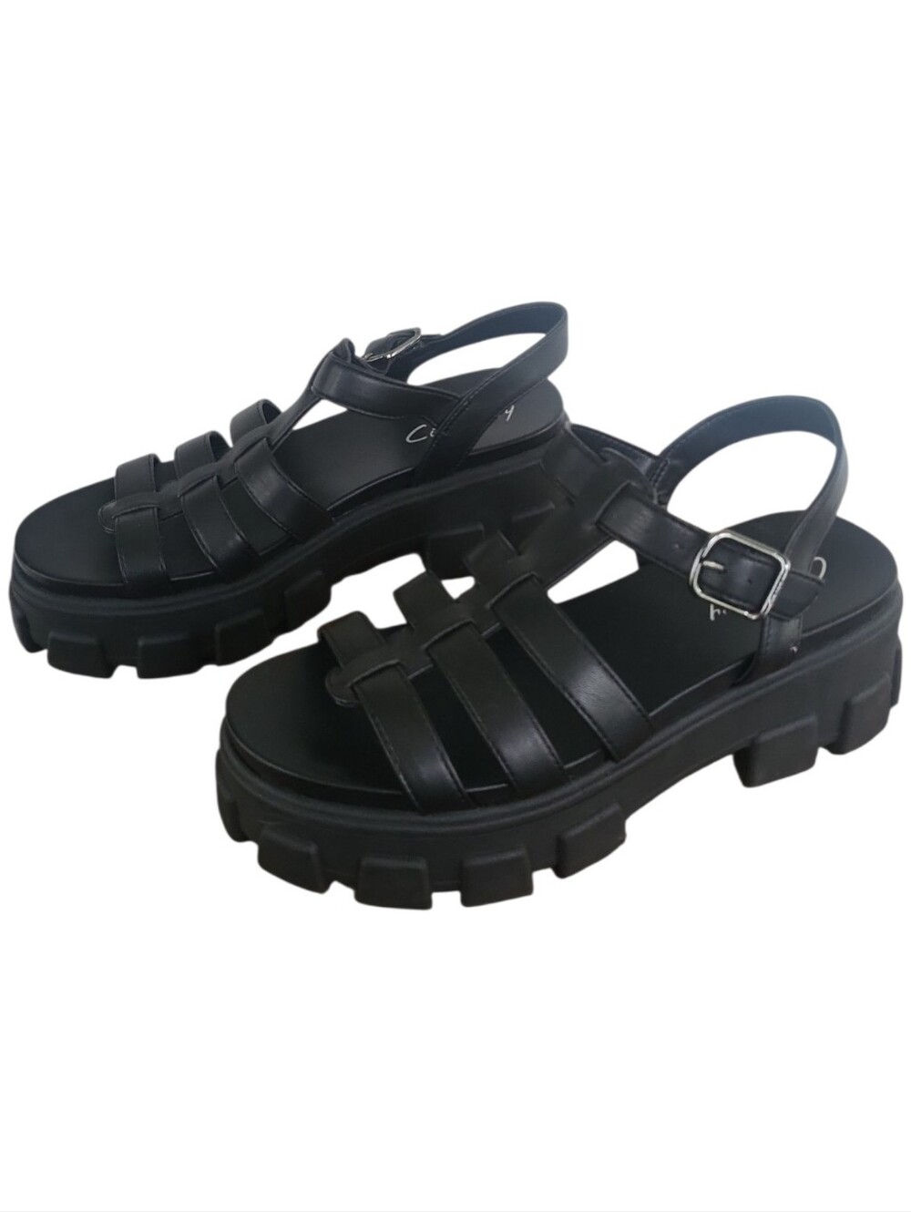 Sam Edelman Circus GILLA Black Lug Sole Fisherman Sandals Sz 8 New Without Box - Picture 9 of 13